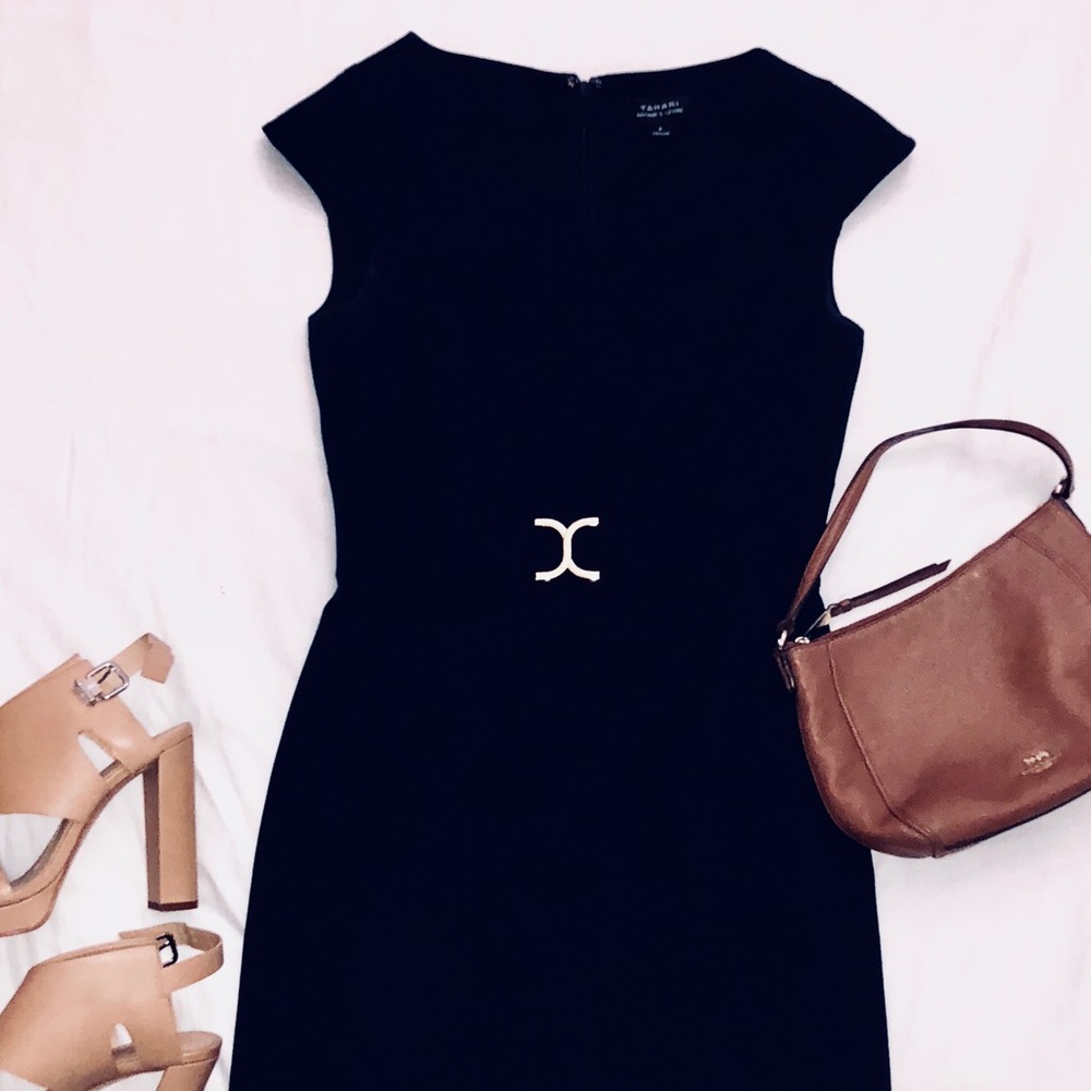 Navy Buckled Tahari Dress